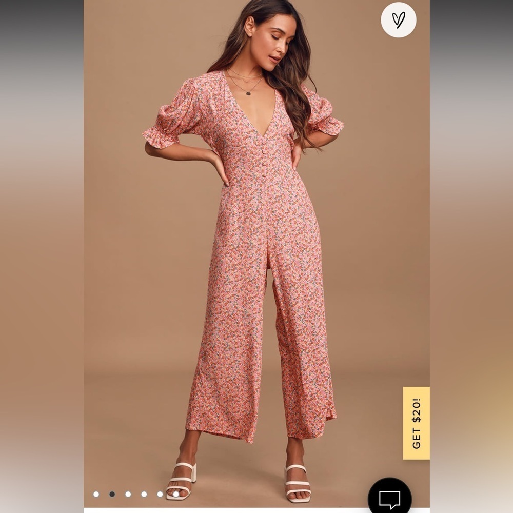 Faithful The Brand Anka Floral-Print Puff Sleeve Jumpsuit Size 4 NWOT